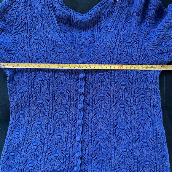 Sezane Cybele jumper sweater short sleeve cardigan cobalt blue - Picture 6 of 7
